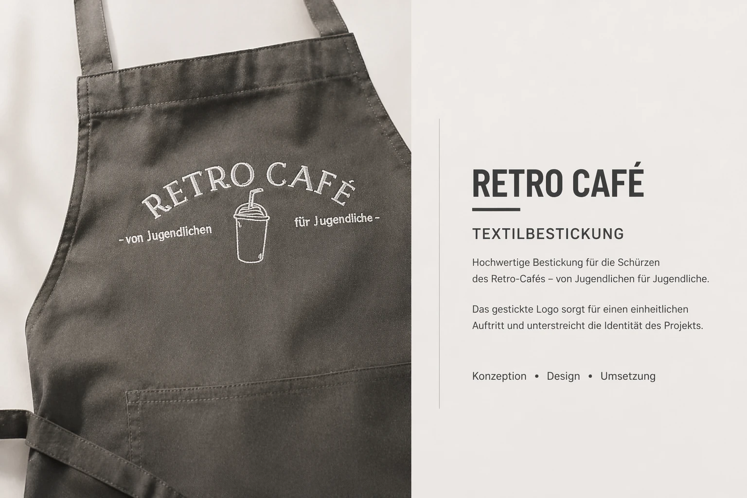 Textilbestickung Retro Café